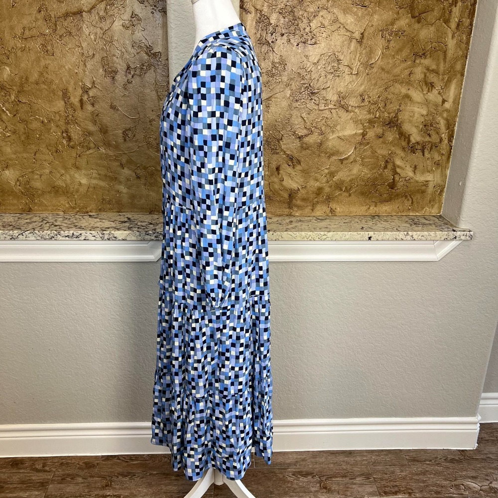 STS Sail to Sable A Line Maxi Dress XS Tiered Check Beach Vacation‎ Blue Cruise - Picture 9 of 10